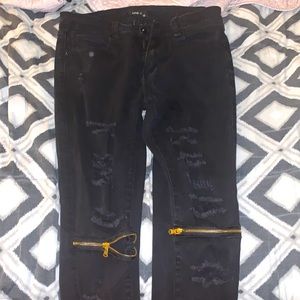 Black biker jeans